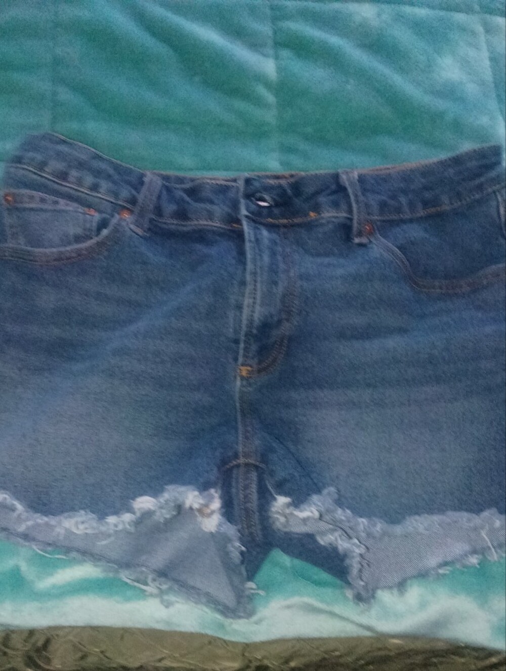 No Boundaries Distressed Mid-Blue Denim Cutoff Shorts